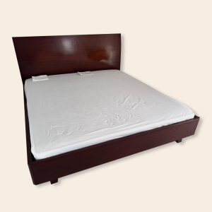 Platform Bed with Faux Leather Headboard - For Rent