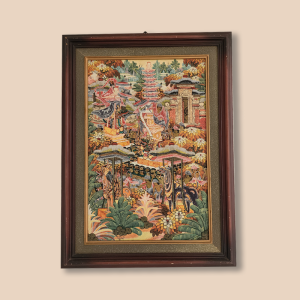 Balinese Temple Scene Canvas Painting – For Rent