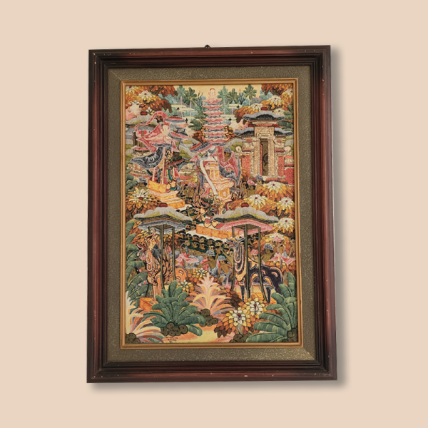 Balinese Temple Scene Canvas Painting – For Rent