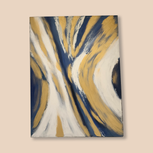 Abstract Blue, Yellow & White Painting – For Rent