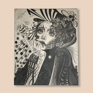 Abstract Black & White Portrait Painting – For Rent