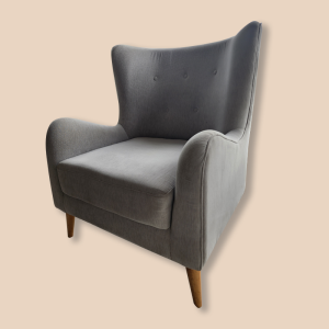 Modern Upholstered Armchair for Rent – Stylish Comfort with Scandinavian Touch