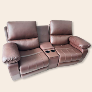 Dual Reclining Leather Loveseat with Cup Holders - For Rent