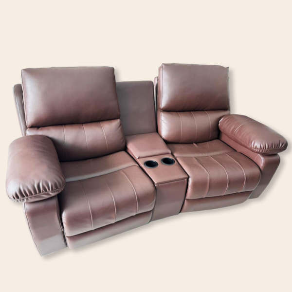 Dual Reclining Leather Loveseat with Cup Holders - For Rent