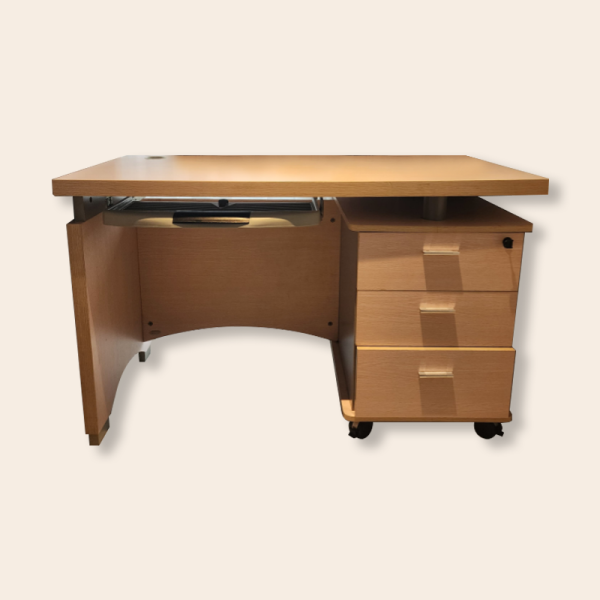 Wooden Office Desk with Drawers and Keyboard Tray - For Rent - Image 2