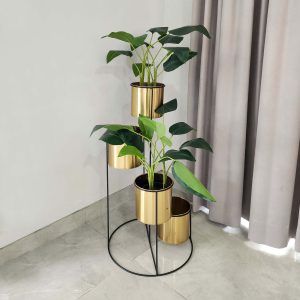 Dekorasi Tanaman Hias dengan Pot Emas untuk Disewakan per Tahun